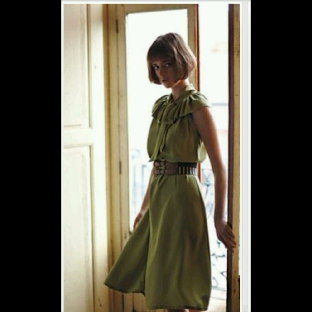 Anthropologie Girls From Savoy Green Silk Dress